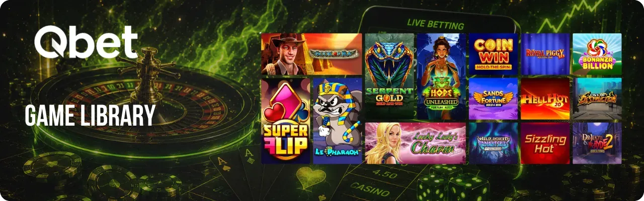 Casino Games at Qbet Casino including Bonsai Gold, Reactoonz and Legacy of Dead